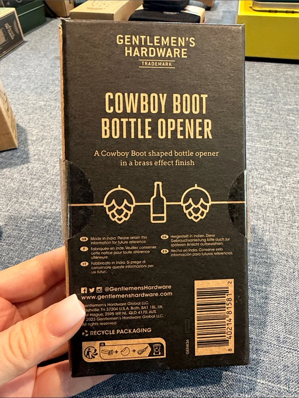 🥃 Cocktail Compass & 👢Cowboy Boot Opener Set - Brown Kraft Packaging